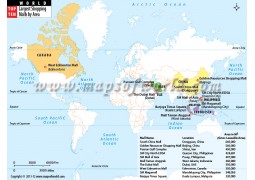 World Map Of Top Ten Countries By Largest Shopping Malls Area - Digital File