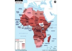 African Countries by Birth Rate Map  - Digital File