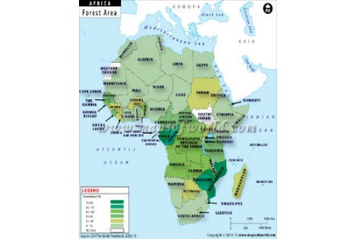 African Countries by Forest Area Map 