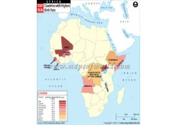 African Countries With Highest Birth Rate Map  - Digital File
