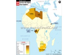 African Countries With Highest Urban Population Map  - Digital File
