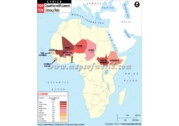 African Countries With Lowest Literacy Rate Map  - Digital File