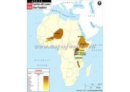 African Countries With Lowest Urban Population Map - Digital File