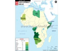 African Countries with Minimum Arable Land Map  - Digital File