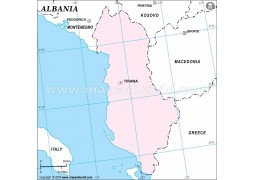 Albania Outline Map in Pink Color - Digital File