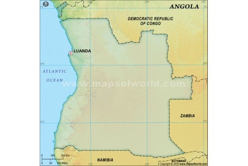 Angola Blank Map in Dark Green Background