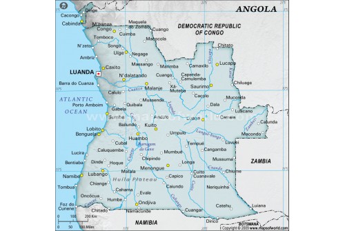 Angola Digital Map - Gray Color