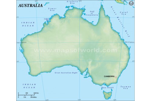 Australia Blank Dark Green Map