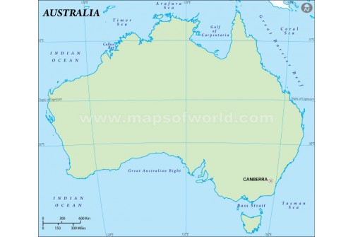 Australia Outline Map (Green Background)