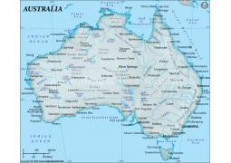 Australia Physical Map (Blue Background) - Digital File