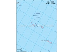 Azores Blank Map in Gray Color - Digital File