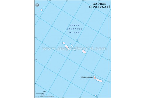 Azores Outline Map 