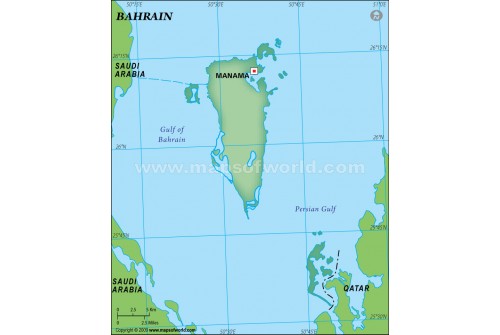 Bahrain Blank Map in Dark Green Color