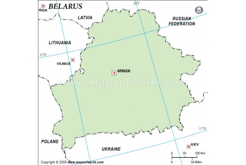Belarus Outline Map, Green 