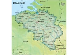 Belgium Political Map, Dark Green