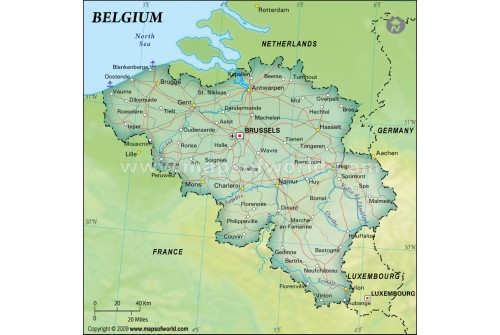 Belgium Political Map, Dark Green