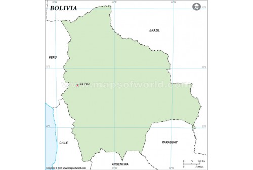 Bolivia Outline Map in Green Color