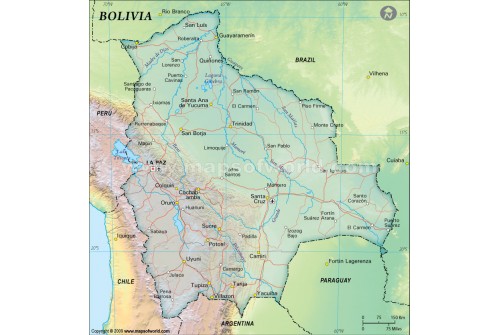 Bolivia Political Map, Dark Green 