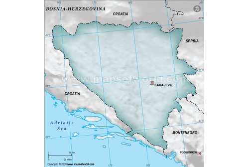 Bosnia Herzegovina Blank Map, Dark Green 