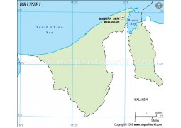 Brunei Outline Map in Green Color - Digital File