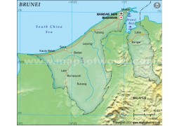 Brunei Political Map, Dark Green  - Digital File
