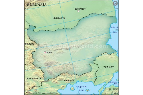 Bulgaria Blank Map, Dark Green 