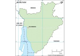 Burundi Outline Map in Green Color - Digital File