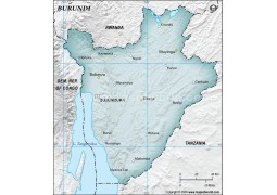 Burundi Physical Map in Gray Color - Digital File