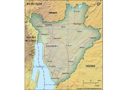 Burundi Political Map, Dark Green  - Digital File