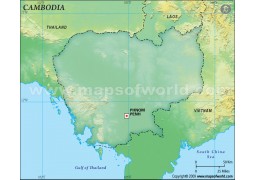 Cambodia Blank Map, Dark Green  - Digital File