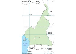 Cameroon Outline Map, Green  - Digital File
