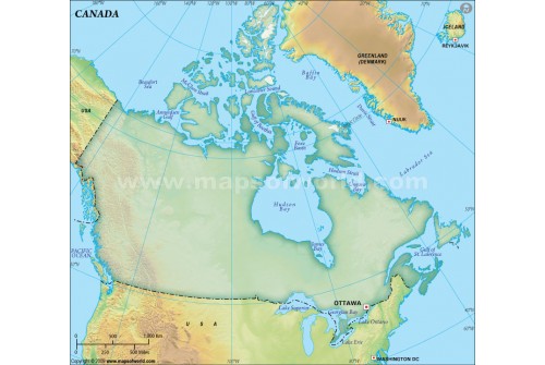 Canada Blank Map, Dark Green 