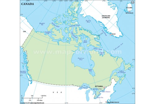 Canada Outline Map, Green 