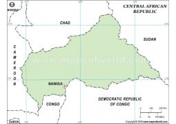 Central African Republic Outline Map, Green - Digital File