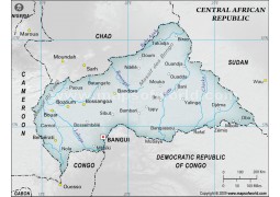 Central African Republic Physical Map in Gray Color - Digital File