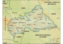 Central African Republic Political Map, Dark Green  - Digital File