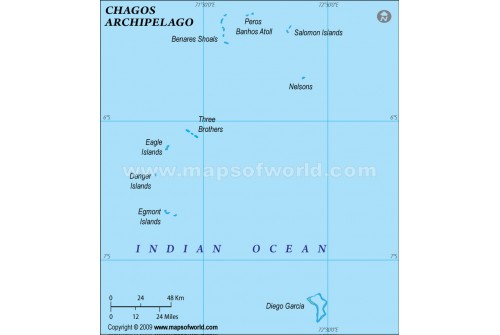 Chagos Physical Map, Green 