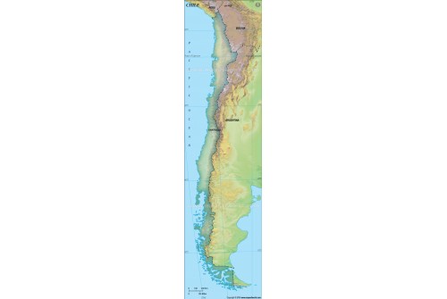 Chile Blank Map, Dark Green 