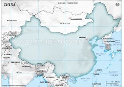 China Blank Map in Gray Background - Digital File