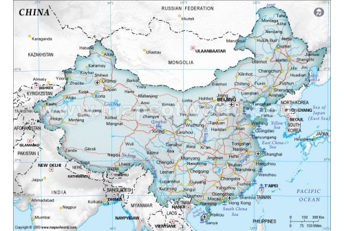 China Political Map in Gray Background
