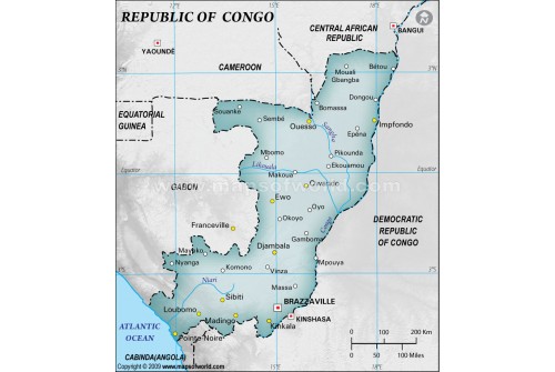 Congo Map in Gray Color