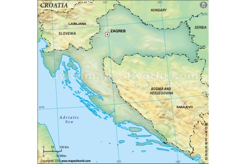 Croatia Blank Map, Dark Green 