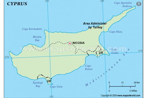 Cyprus Outline Map in Green Color
