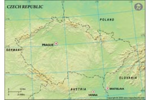 Czech Republic Blank Map, Green 