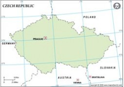 Czech Republic Outline Map in Green Color - Digital File