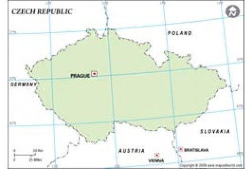 Czech Republic Outline Map in Green Color