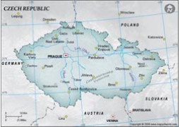 Czech Republic Physical Map, Gray - Digital File