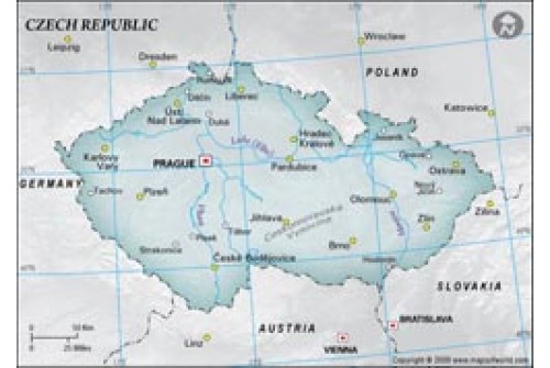 Czech Republic Physical Map, Gray