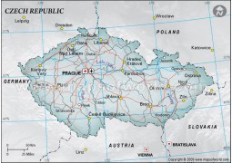 Czech Republic Political Map, Gray - Digital File