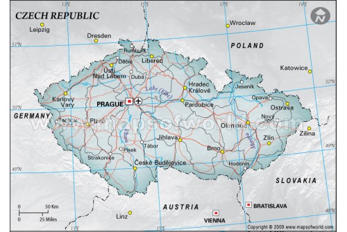 Czech Republic Political Map, Gray